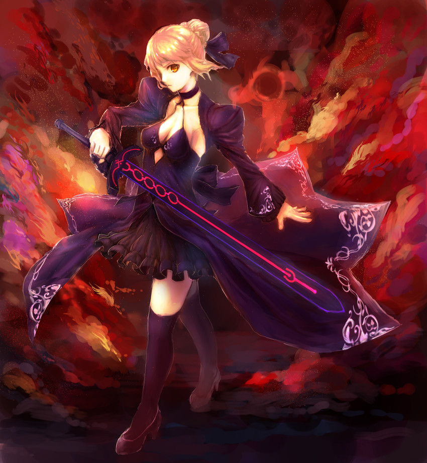 artoria pendragon and saber alter (fate and 2 more) drawn by harunatsu_akifumi