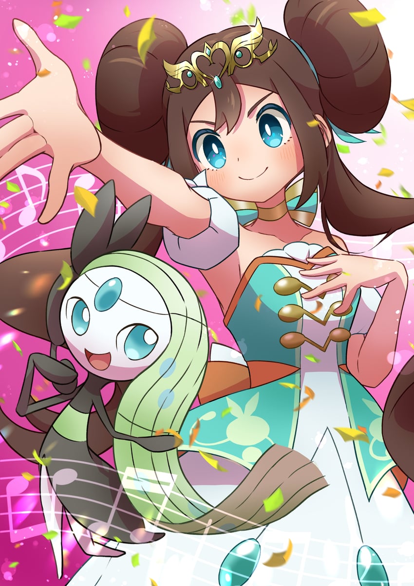 meloetta and rosa (pokemon and 1 more) drawn by refisa