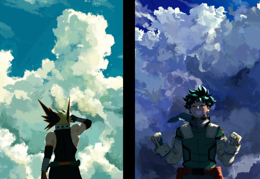 midoriya izuku and bakugou katsuki (boku no hero academia) drawn by osakana_hj