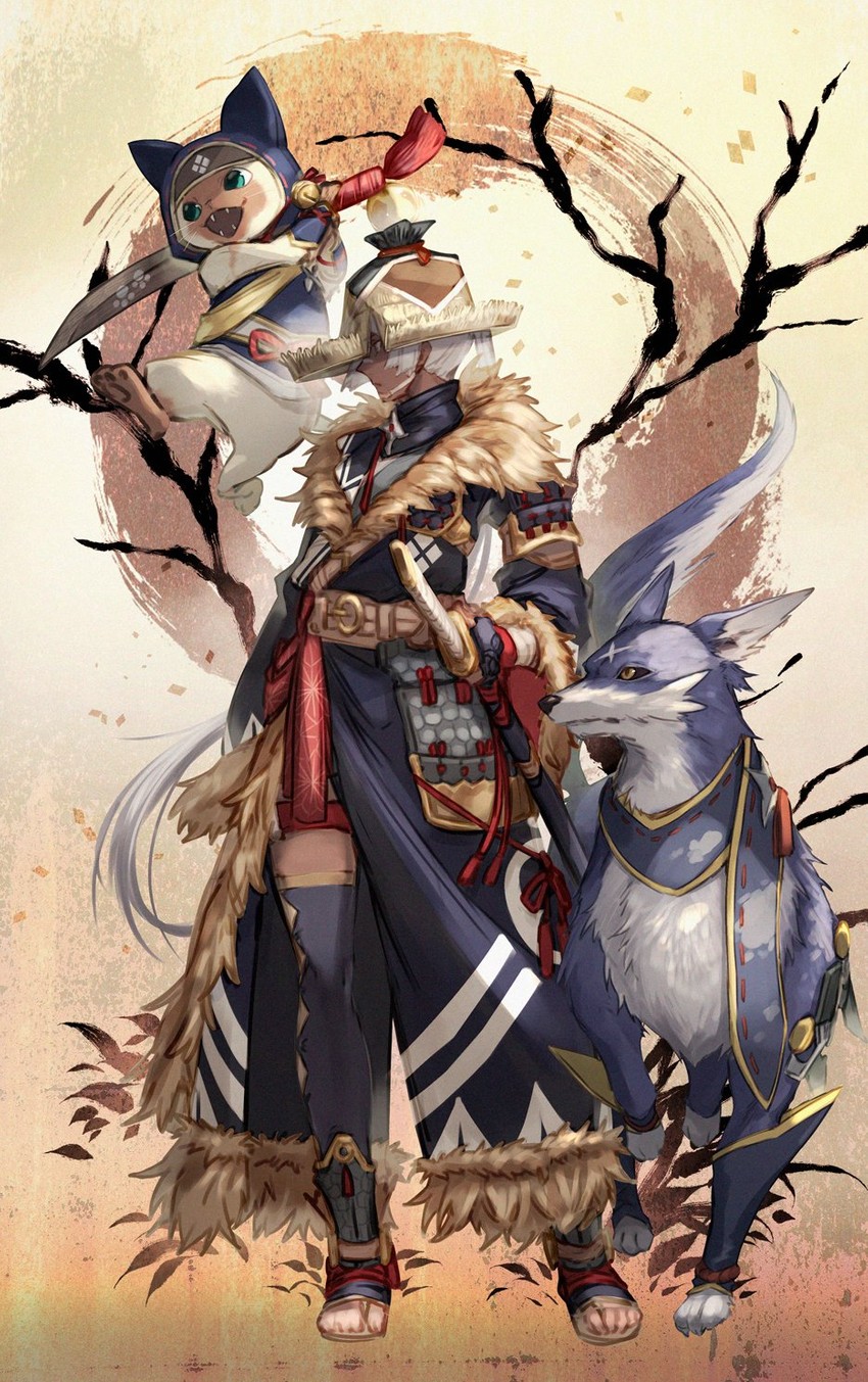 player palico and canyne (monster hunter and 1 more) drawn by mito_itsuki