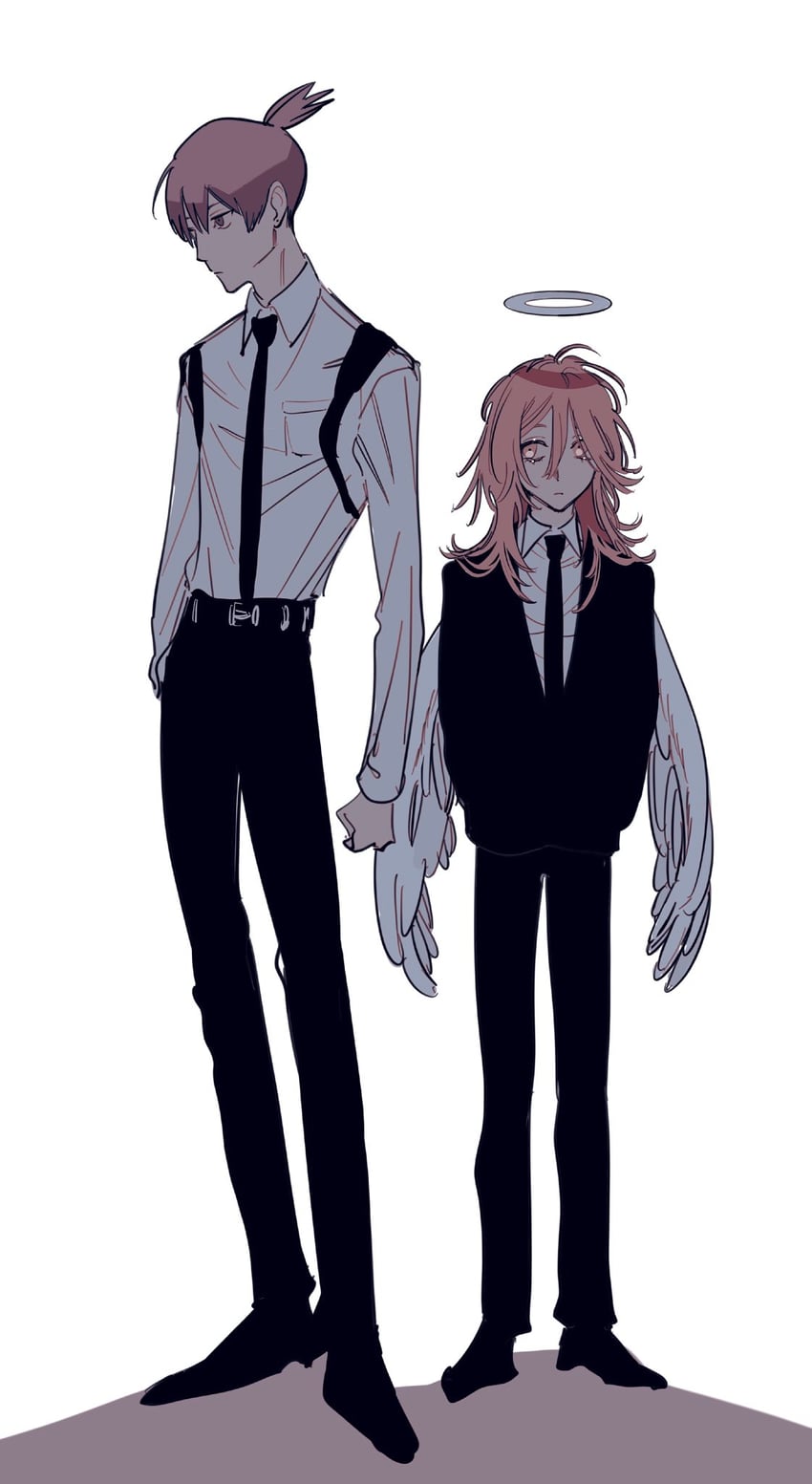 hayakawa aki and angel devil (chainsaw man) drawn by naotin3333