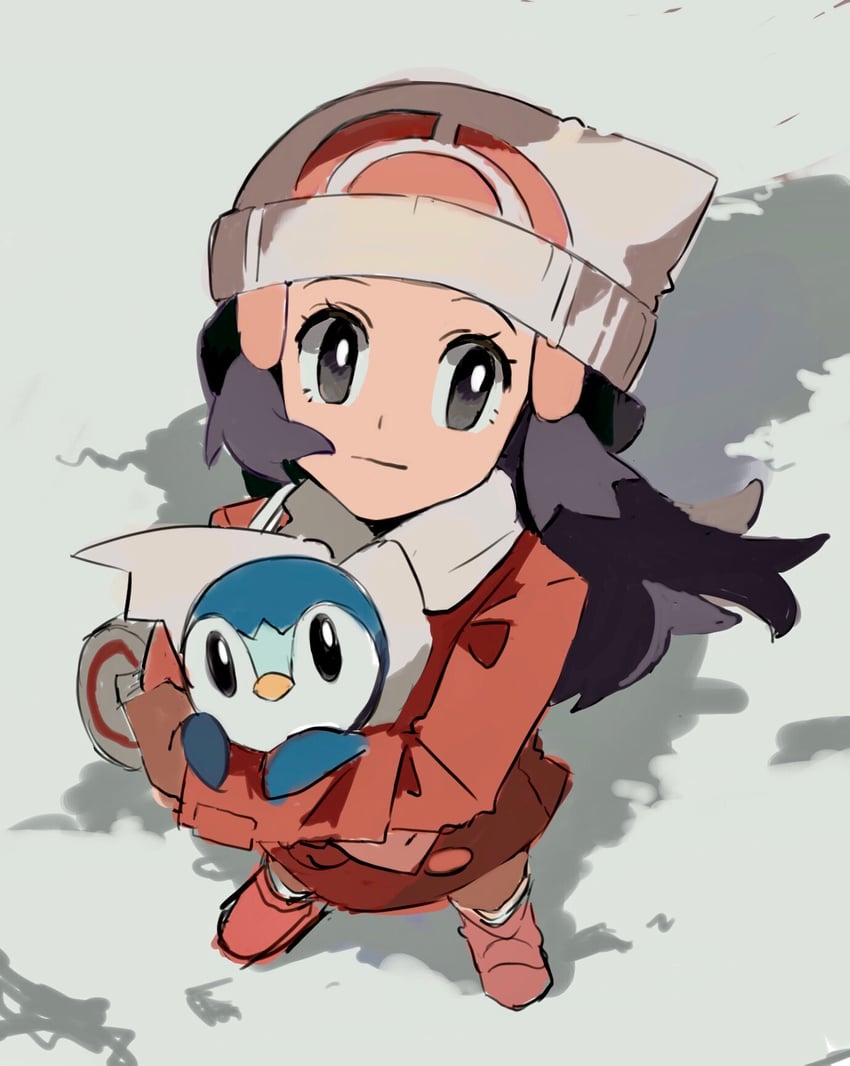 dawn and piplup (pokemon and 2 more) drawn by shichibee_(stm_mimi)