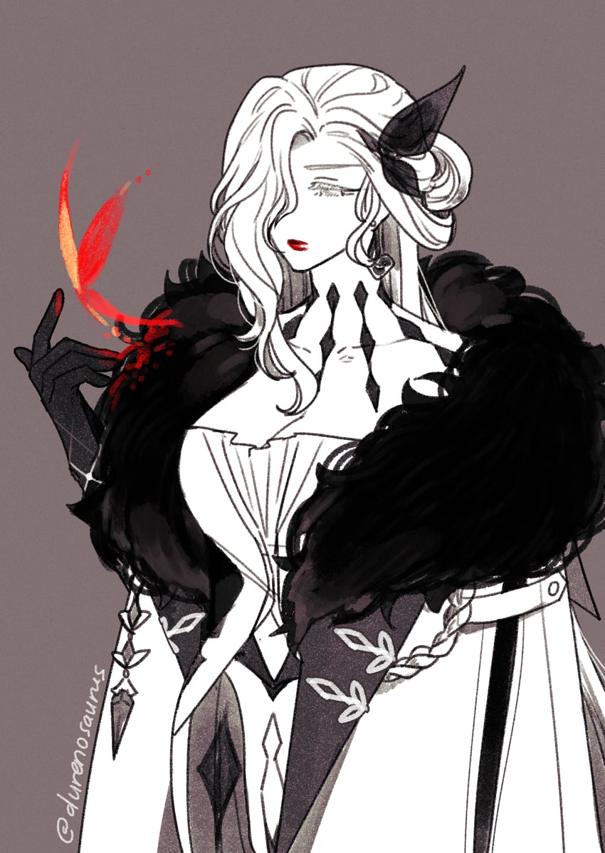signora and crimson lotus moth (genshin impact) drawn by durenosaurus