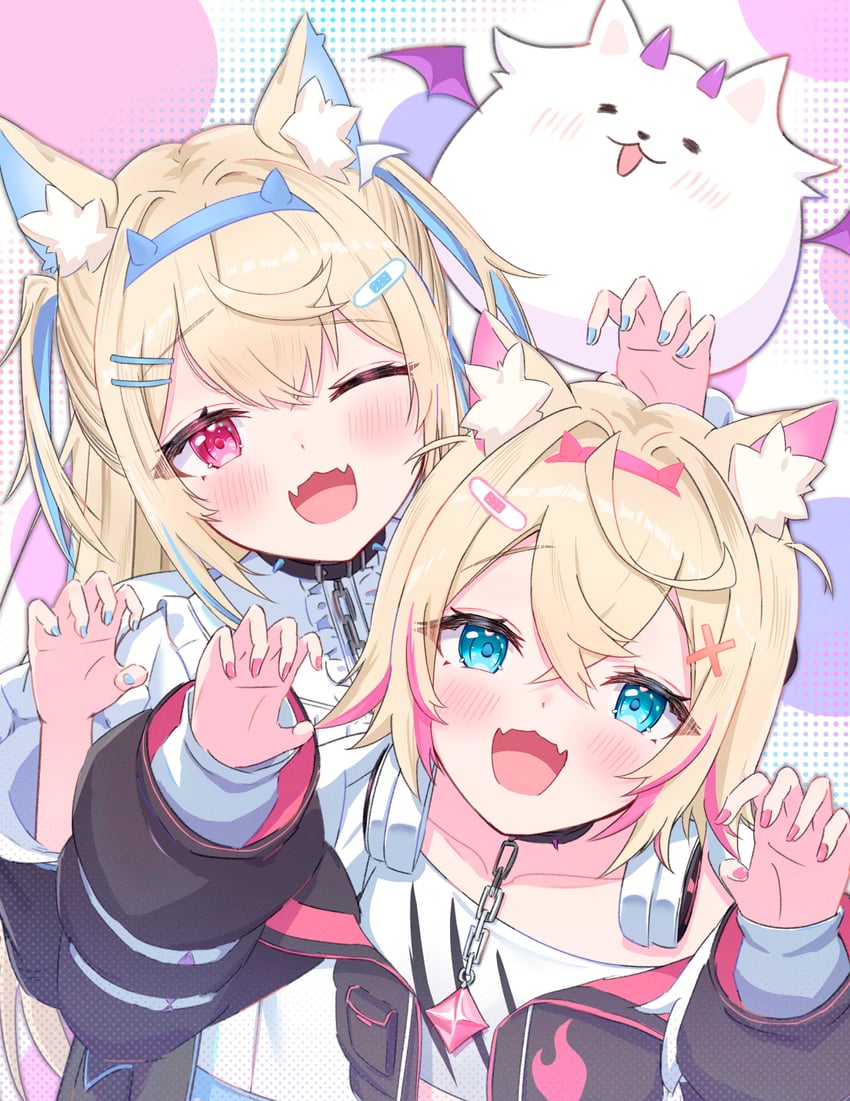 fuwawa abyssgard and mococo abyssgard (hololive and 1 more) drawn by takotakochan_1006
