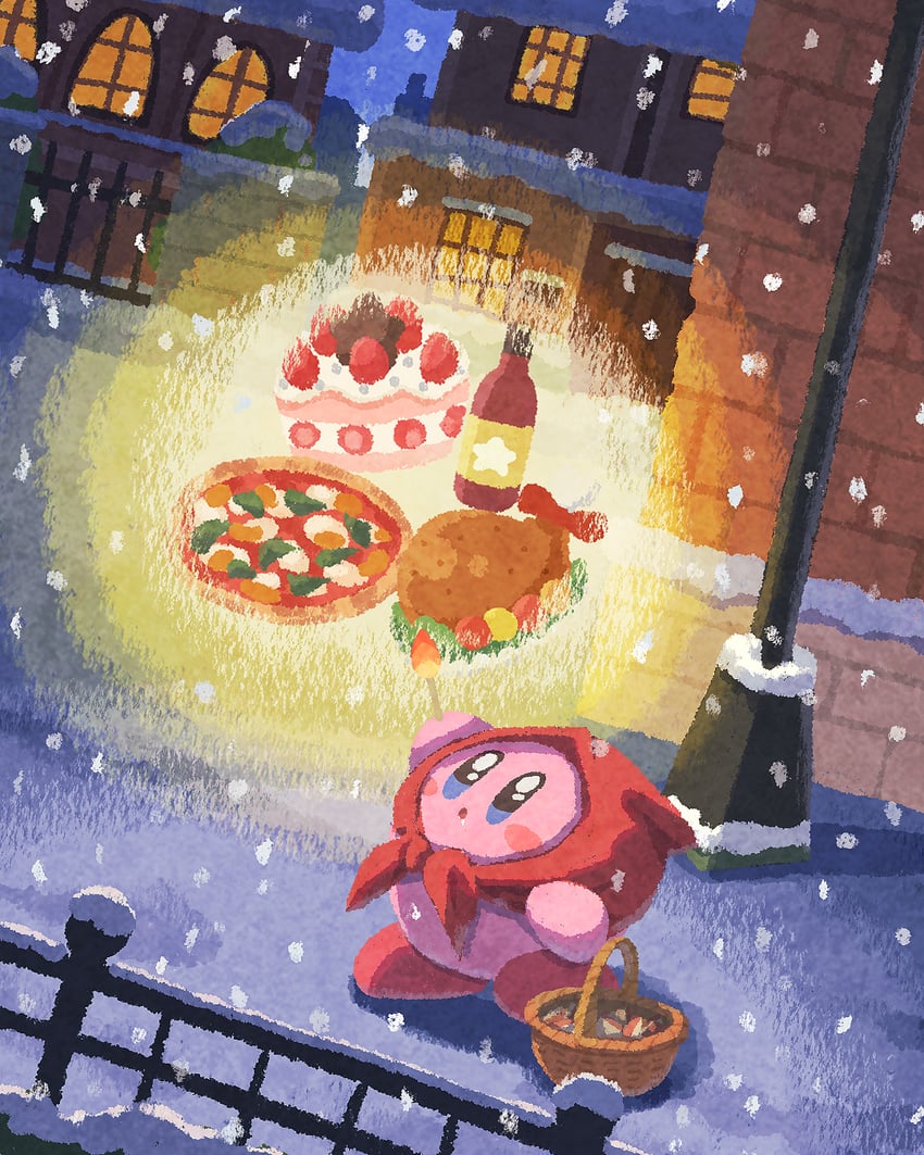 kirby and little match girl (kirby and 1 more) drawn by miclot