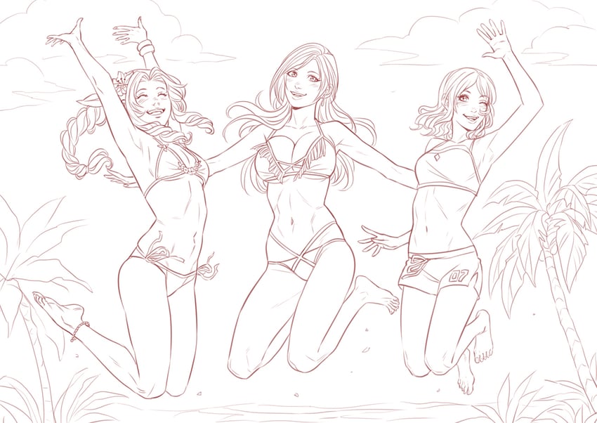 tifa lockhart, aerith gainsborough, and cissnei (final fantasy and 3 more) drawn by crylin6
