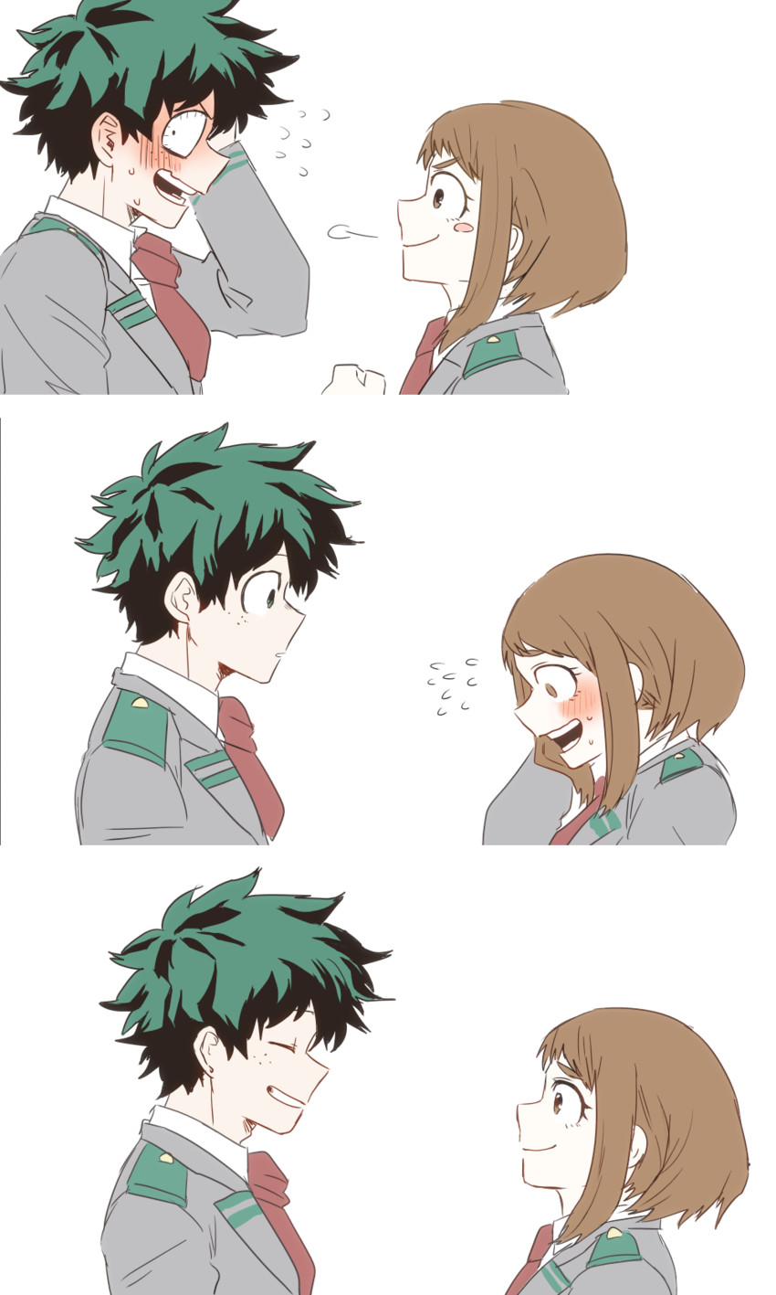 midoriya izuku and uraraka ochaco (boku no hero academia) drawn by yagiushi_(sinnpatilove)