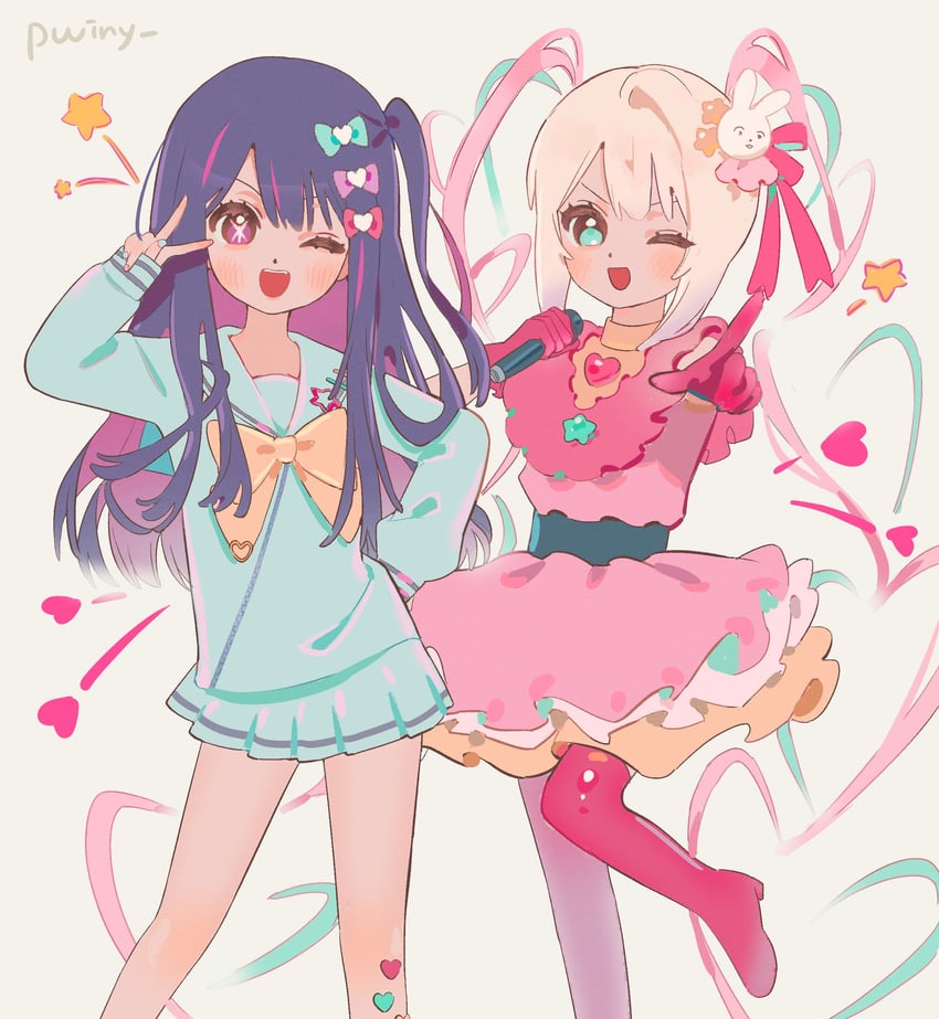 chouzetsusaikawa tenshi-chan and hoshino ai (oshi no ko and 1 more) drawn by phaysungyen