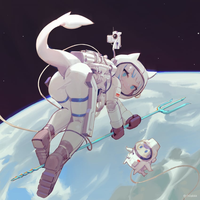 gawr gura and bloop (hololive and 1 more) drawn by chilakkk