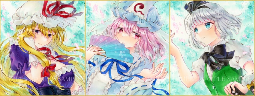 konpaku youmu, yakumo yukari, and saigyouji yuyuko (touhou) drawn by alto2019