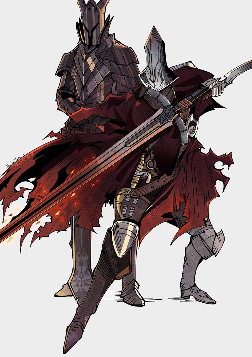 abyss watcher and black knight (dark souls and 1 more) drawn by herheim