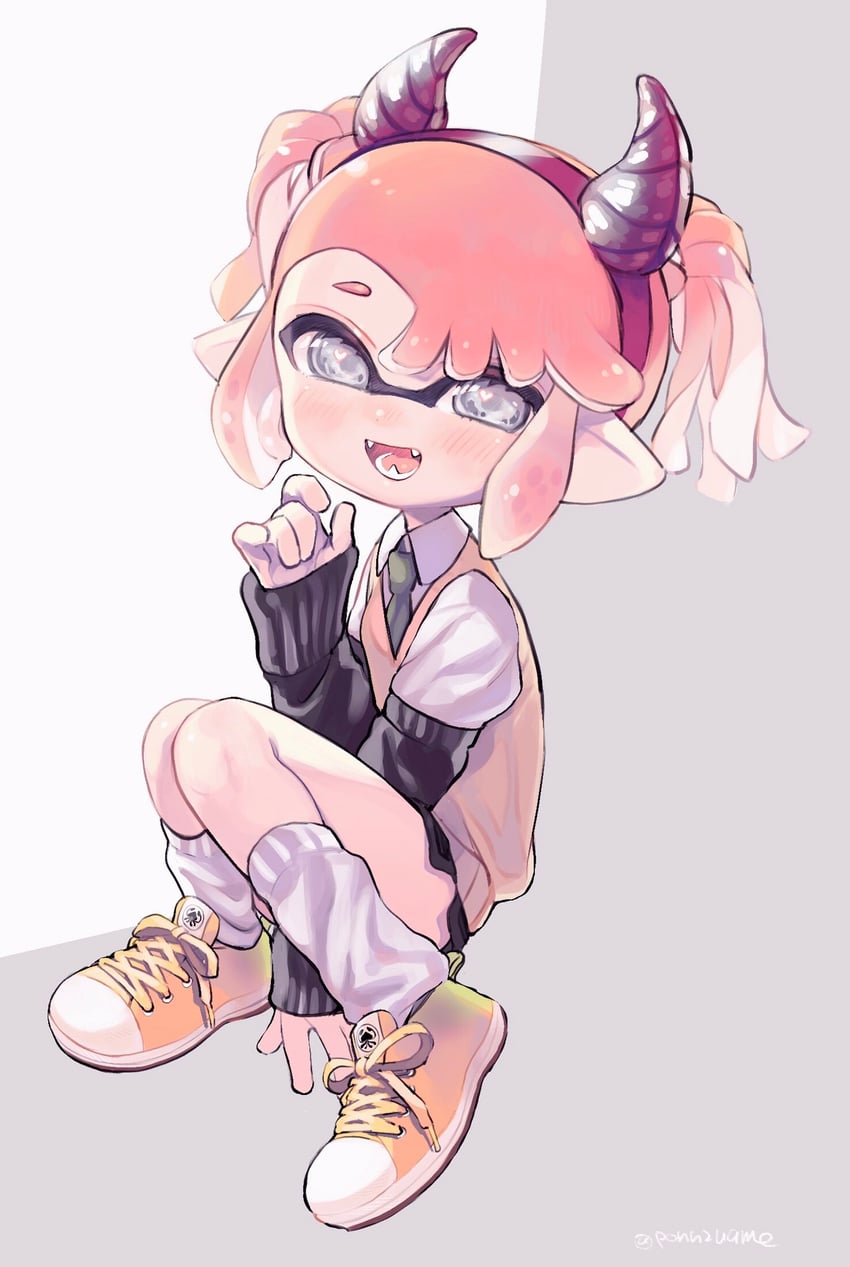 inkling player character and inkling girl (splatoon) drawn by amezawa_koma