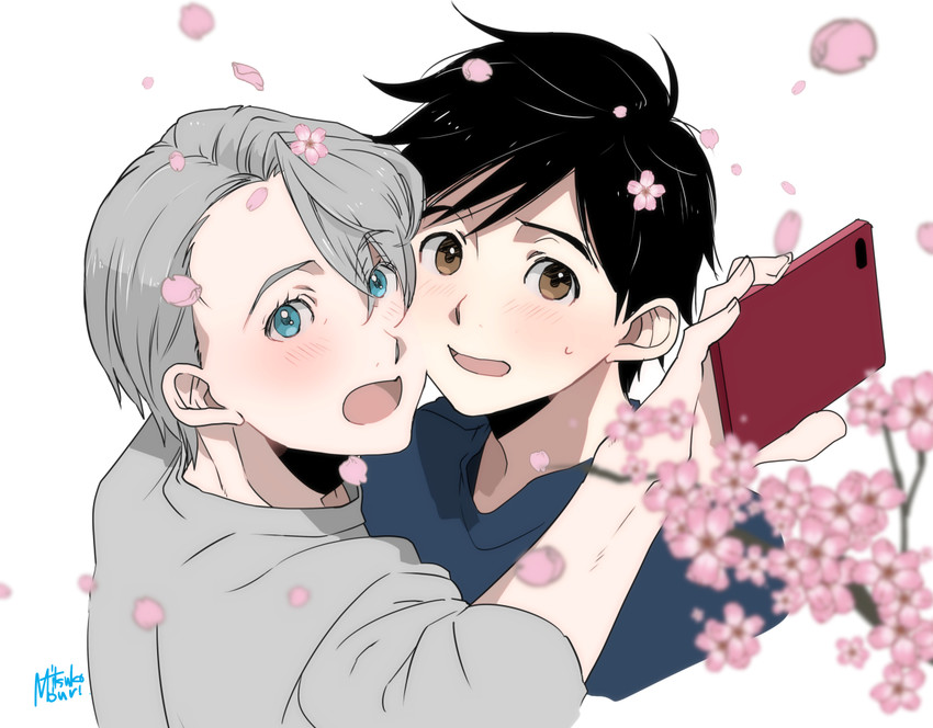 katsuki yuuri and viktor nikiforov (yuri!!! on ice) drawn by mouri