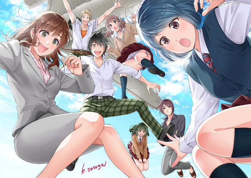 tachibana rui, tachibana hina, fujii natsuo, kashiwabara momo, ashihara miu, and 2 more (domestic na kanojo) drawn by sasuga_kei