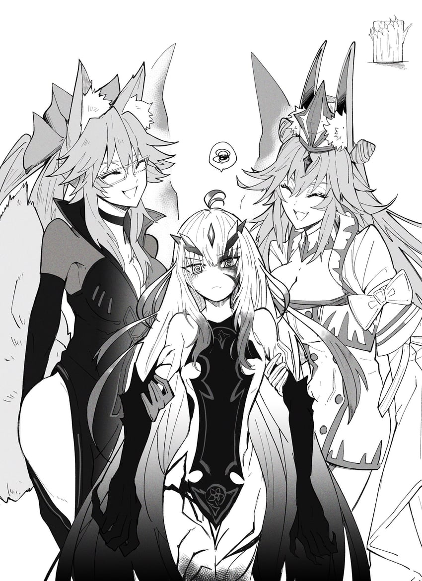 tamamo, melusine, and koyanskaya (fate and 1 more) drawn by shusun_sun