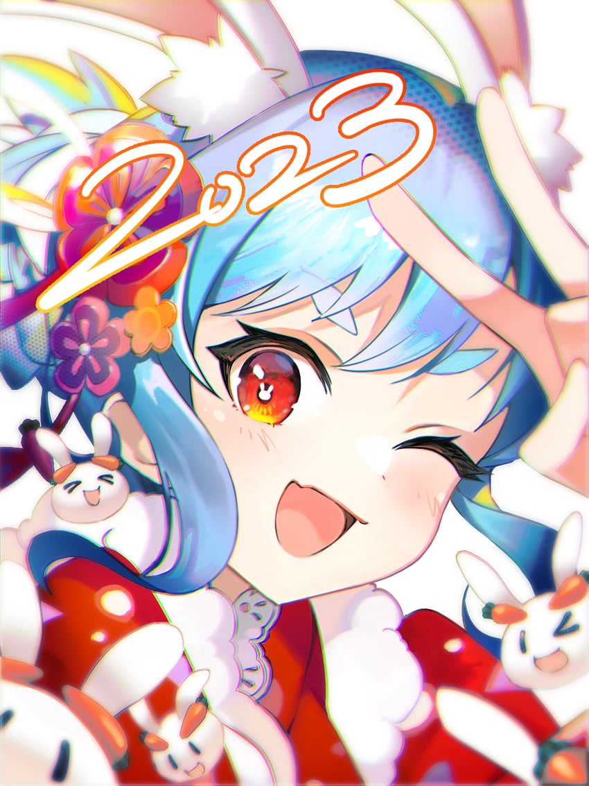 usada pekora and pekomon (hololive) drawn by enomi-illust