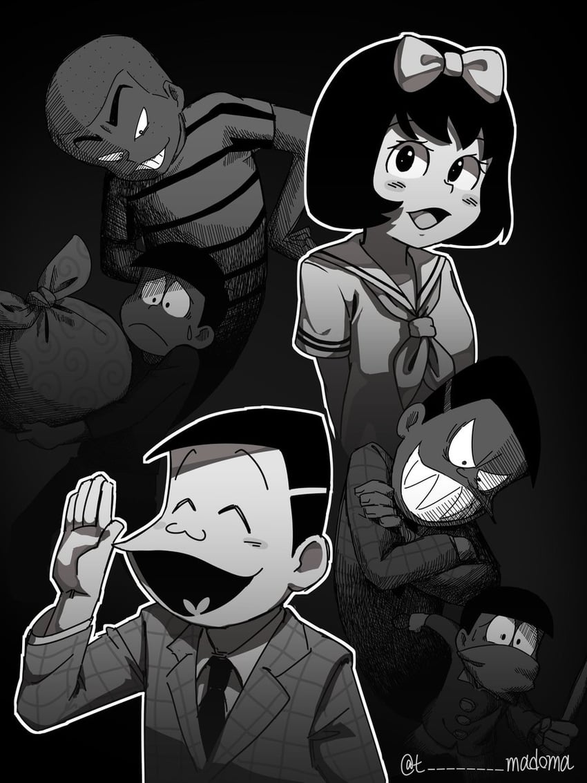 matsuno osomatsu, tougou, and taabou (osomatsu and 1 more) drawn by t-madoma