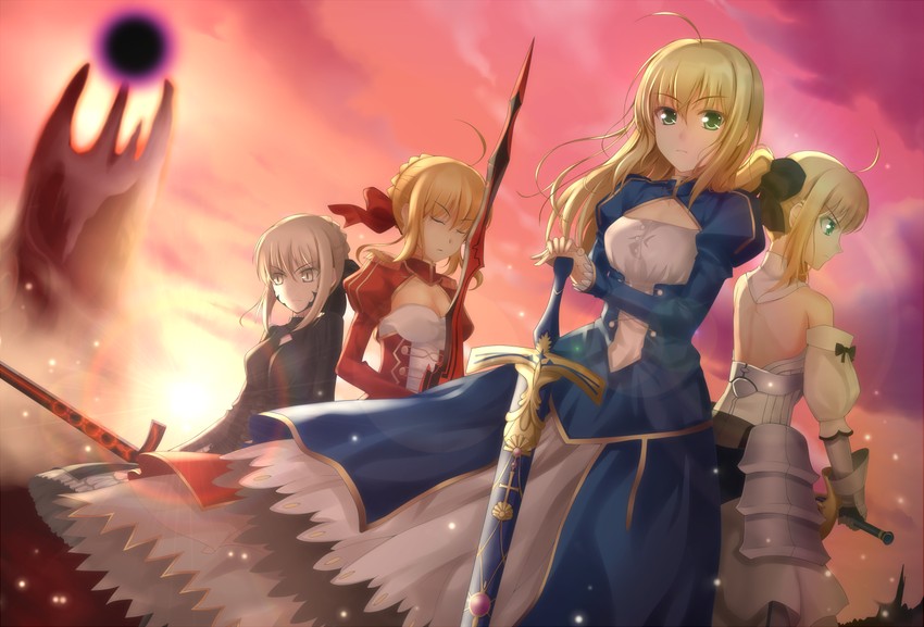 artoria pendragon, saber, nero claudius, saber alter, and saber lily (fate and 5 more) drawn by qiuzhi_huiyi