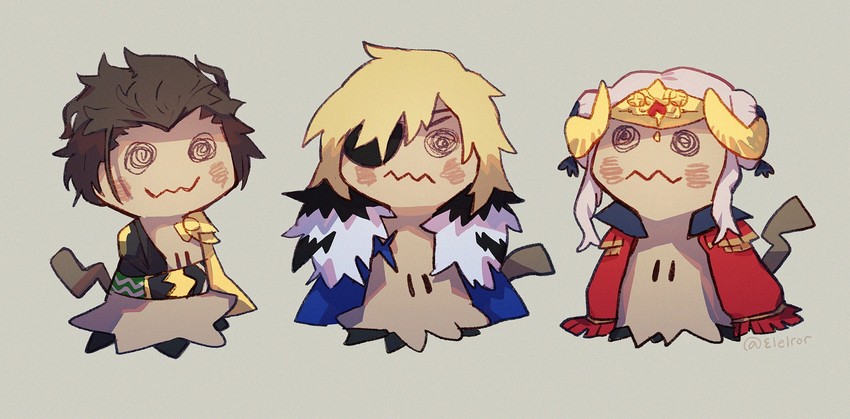 edelgard von hresvelg, dimitri alexandre blaiddyd, mimikyu, and claude von riegan (pokemon and 2 more) drawn by elelror