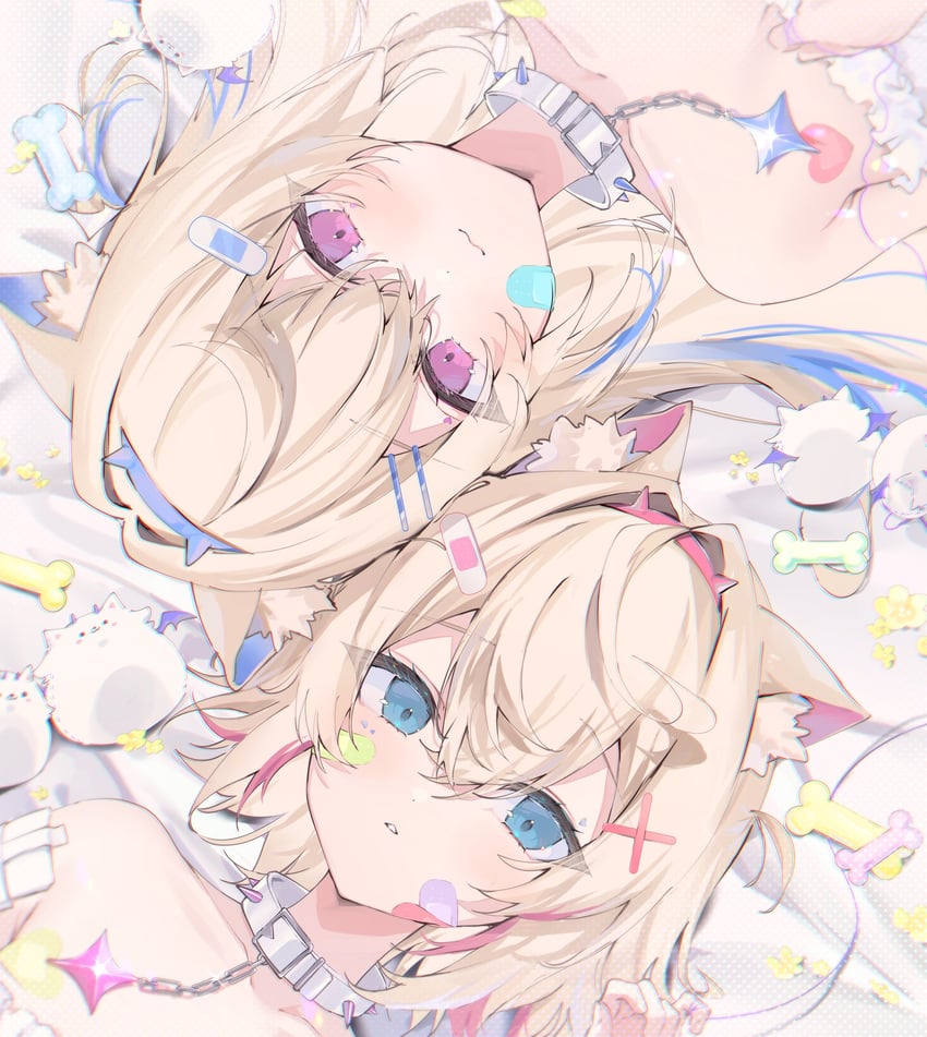 fuwawa abyssgard, mococo abyssgard, and perroccino (hololive and 1 more) drawn by harui_(hr_x9_)