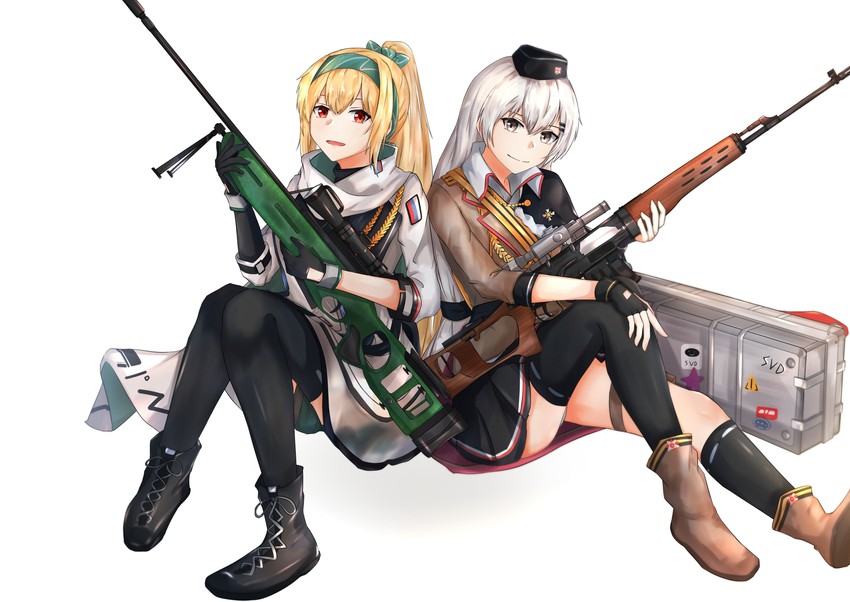 svd and sv-98 (girls' frontline) drawn by muteppona_hito