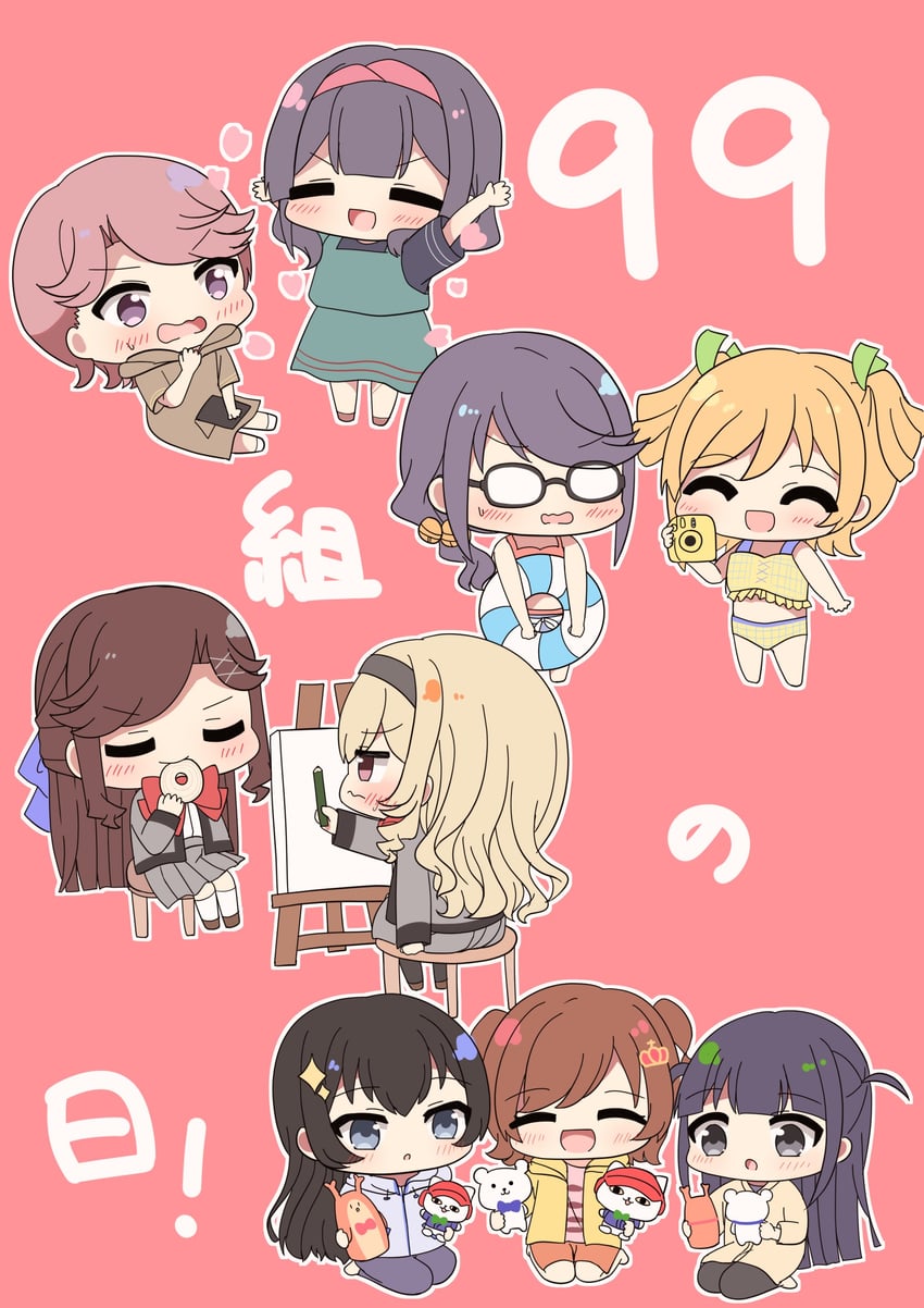 saijou claudine, tendou maya, daiba nana, aijou karen, tsuyuzaki mahiru, and 4 more (shoujo kageki revue starlight) drawn by ringopai315