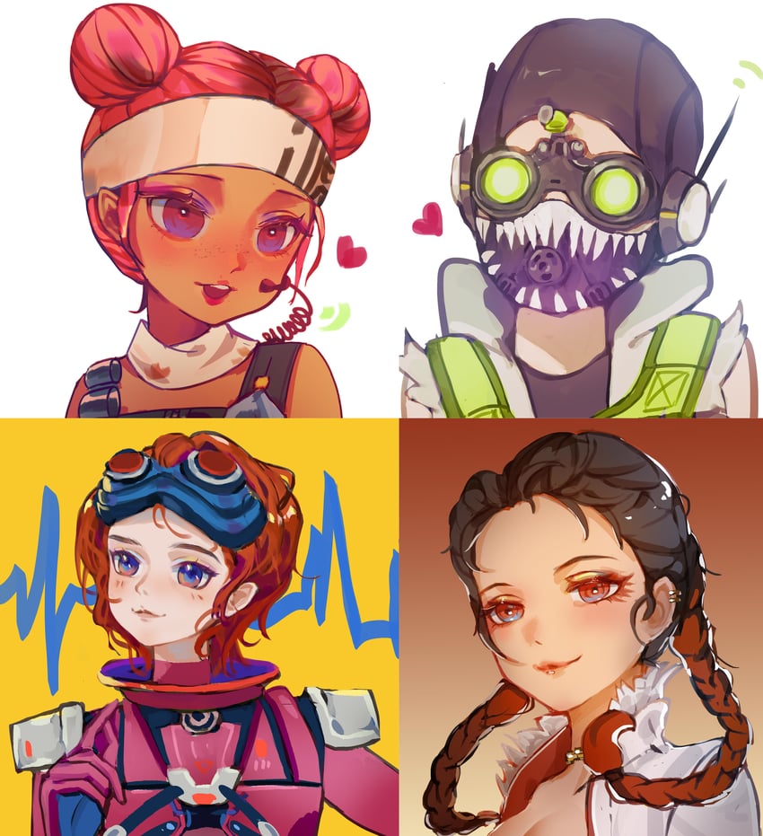 octane, lifeline, loba, and horizon (apex legends) drawn by ji_rong
