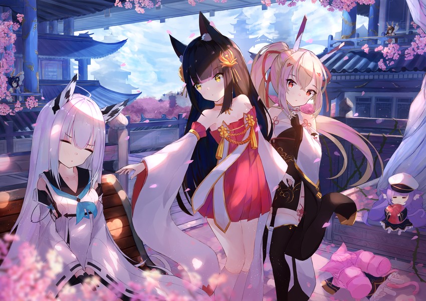 ayanami, nagato, ping hai, meowfficer, ning hai, and 3 more (azur lane) drawn by naycot