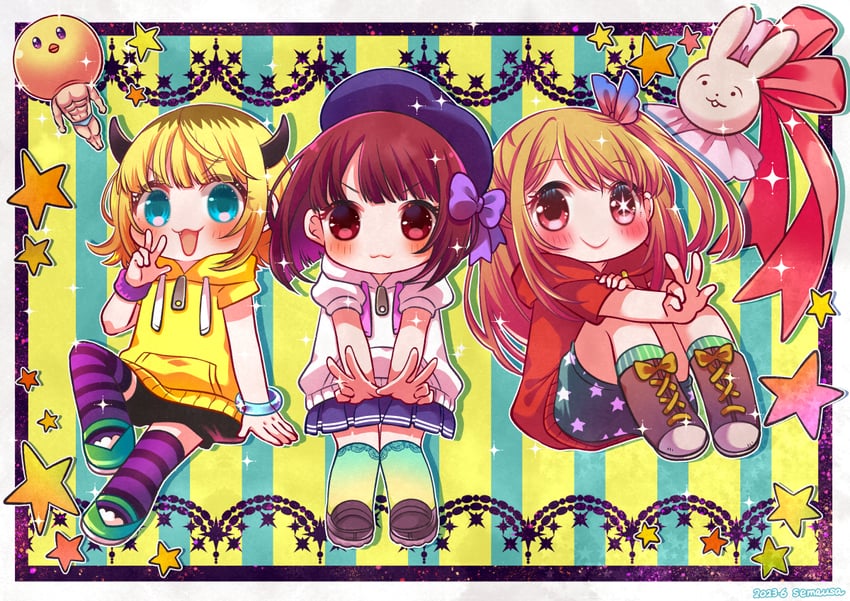 arima kana, hoshino ruby, and memcho (oshi no ko) drawn by semausa