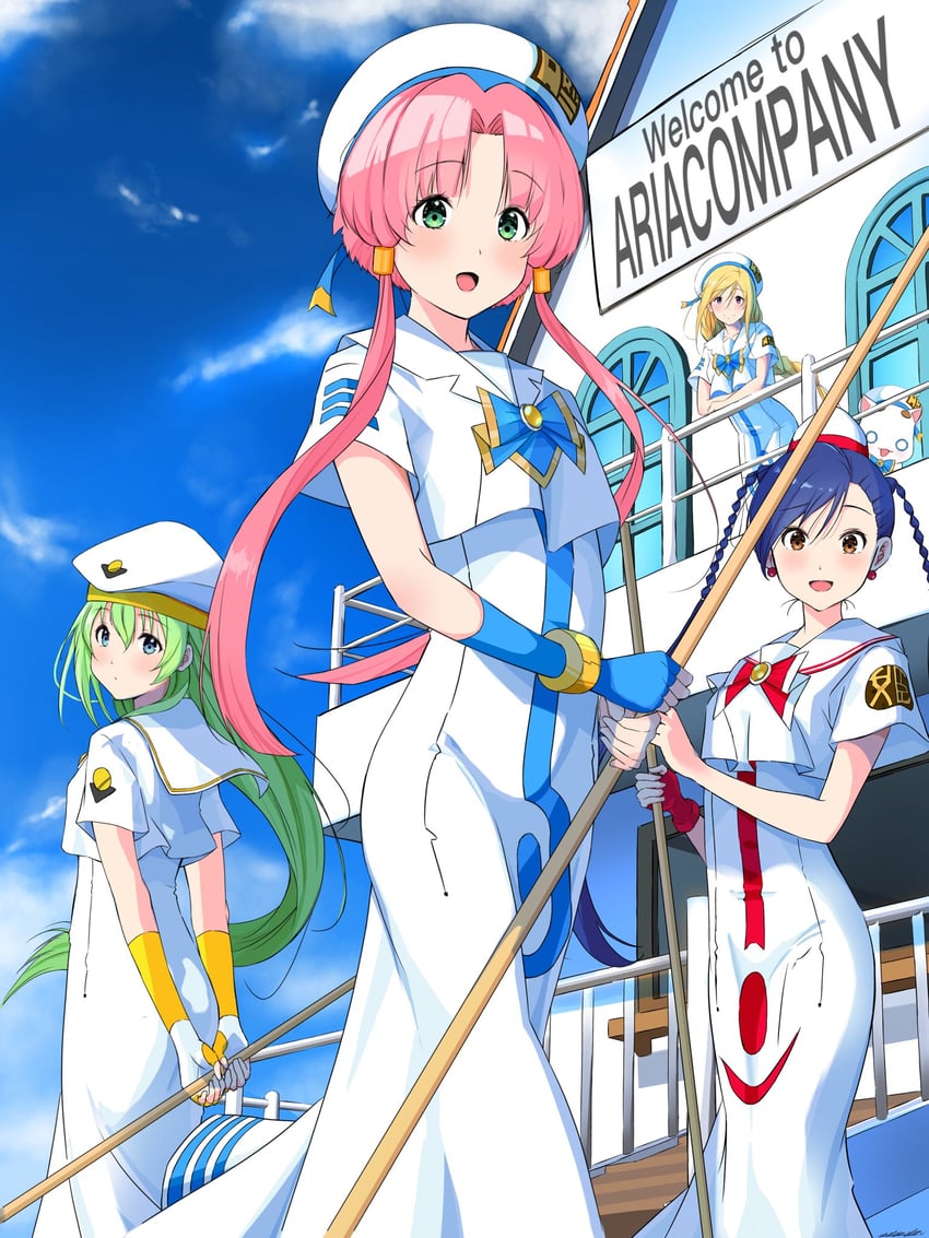 mizunashi akari, alice carroll, aika granzchesta, aria pokoteng, and alicia florence (aria) drawn by andanden