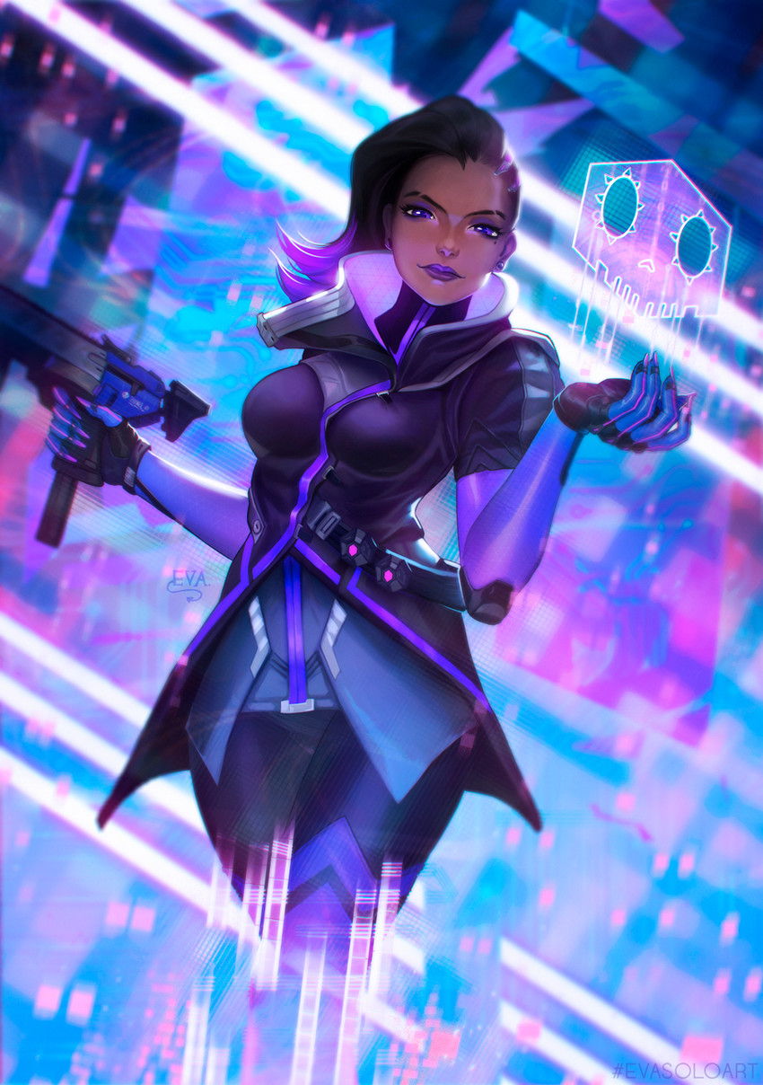 sombra (overwatch and 1 more) drawn by eva_solo