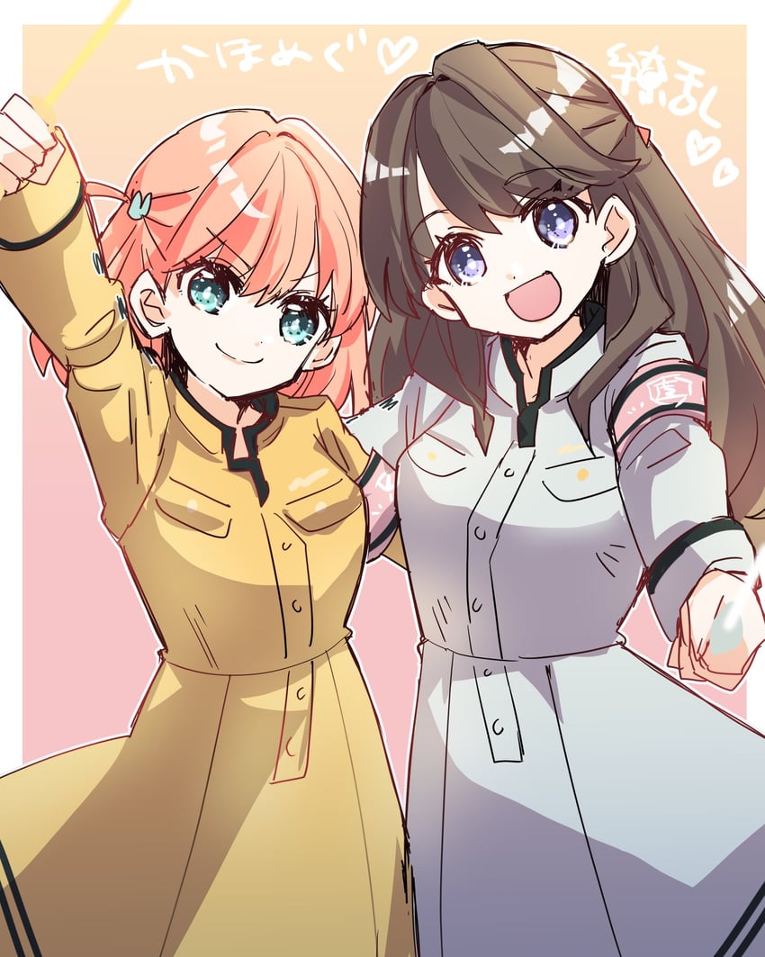 hinoshita kaho and fujishima megumi (love live! and 2 more) drawn by kanduki_kamibukuro