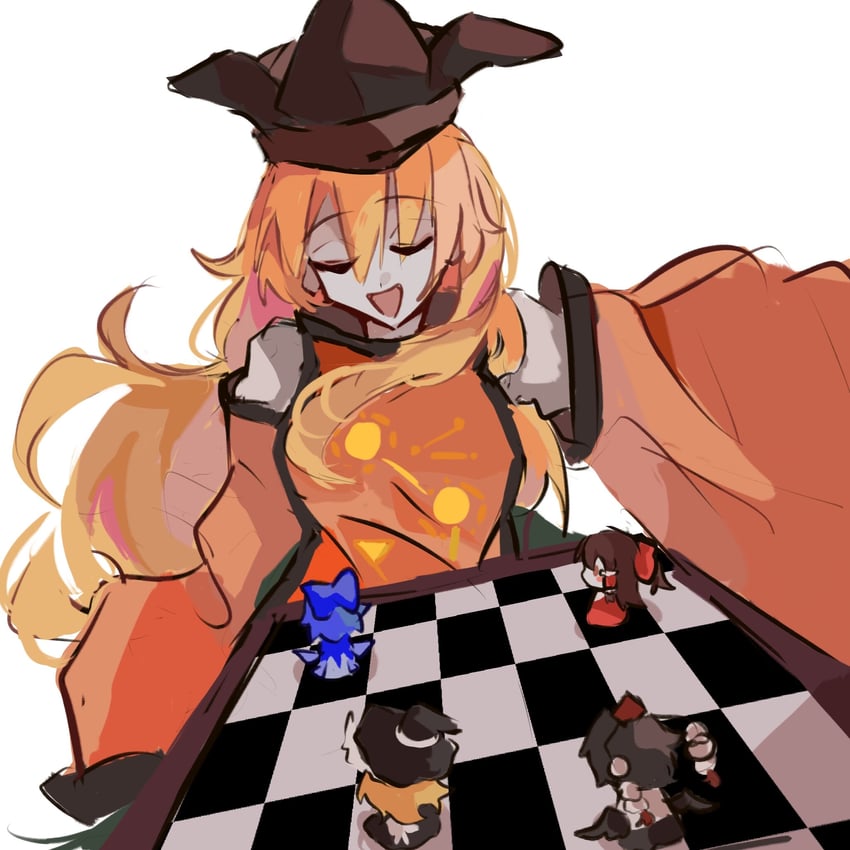 hakurei reimu, kirisame marisa, cirno, shameimaru aya, and matara okina (touhou and 1 more) drawn by shindiyue