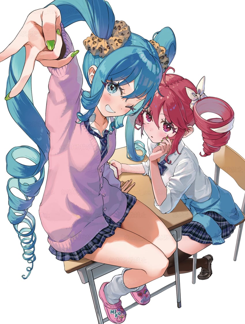 hatsune miku and kasane teto (vocaloid and 2 more) drawn by oici_ne
