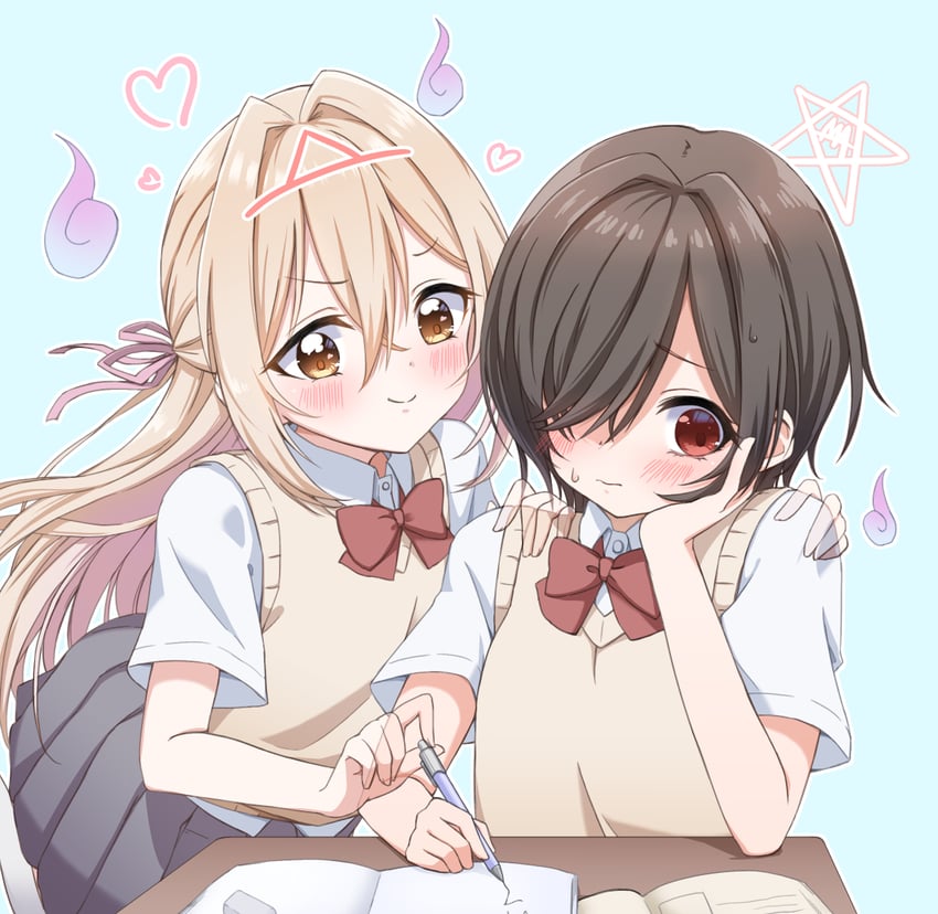 aizawa honami and kurotori michi (mietemasu yo! aizawa-san) drawn by hidarikata