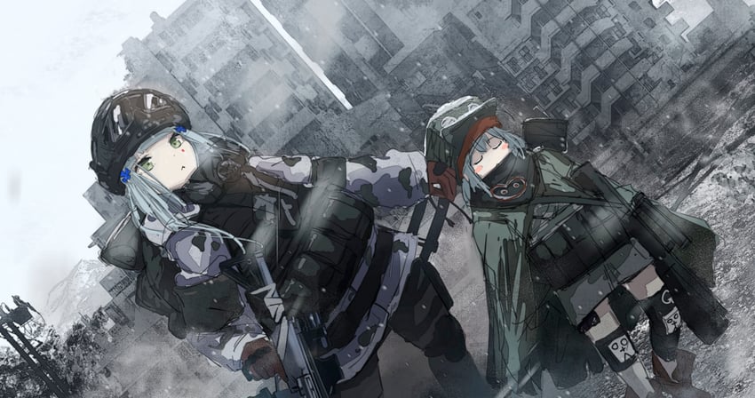 g11, hk416, and last man battalion (girls' frontline and 1 more) drawn by kilabo