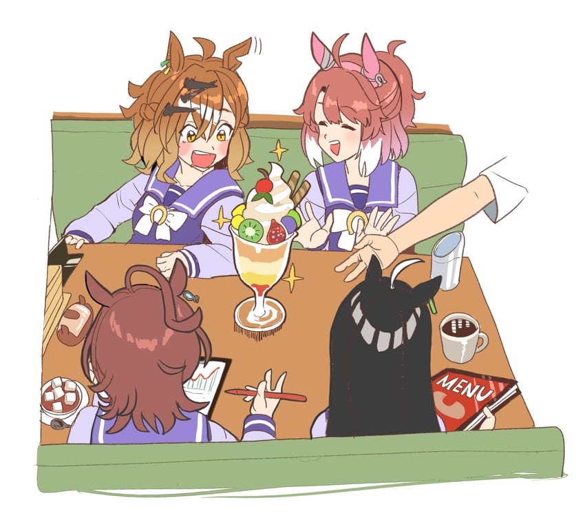 agnes tachyon, manhattan cafe, jungle pocket, and dantsu flame (umamusume) drawn by takuan_(taku1219oekaki)