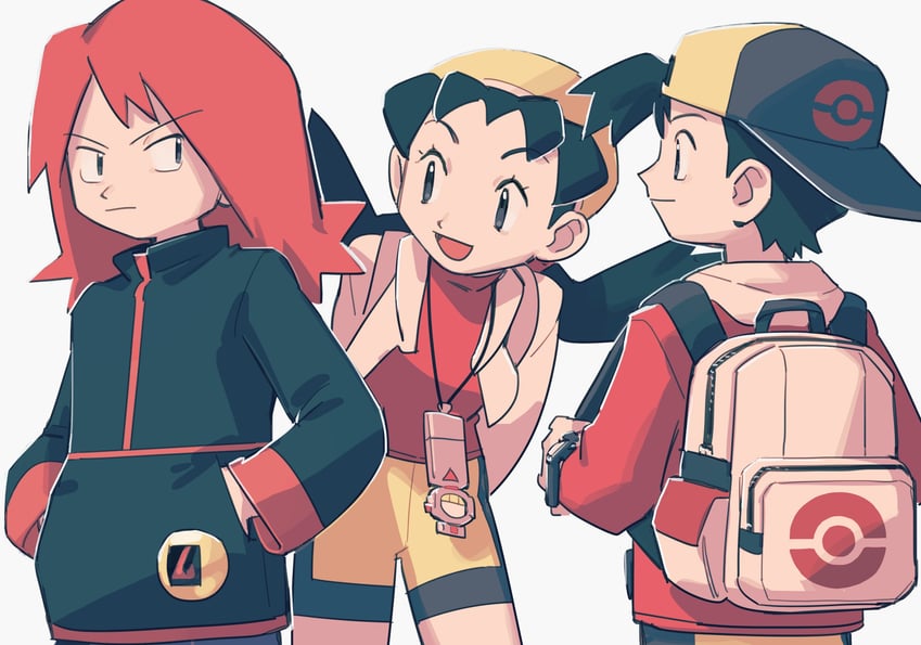ethan, silver, and kris (pokemon and 1 more) drawn by namentug