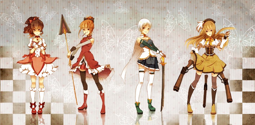 kaname madoka, miki sayaka, sakura kyoko, tomoe mami, ushiromiya rosa, and 3 more (mahou shoujo madoka magica and 1 more) drawn by ai-wa