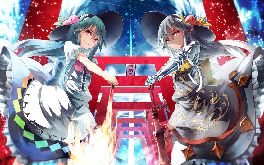 hinanawi tenshi, buront, and buronko (touhou and 2 more) drawn by ibuki_notsu