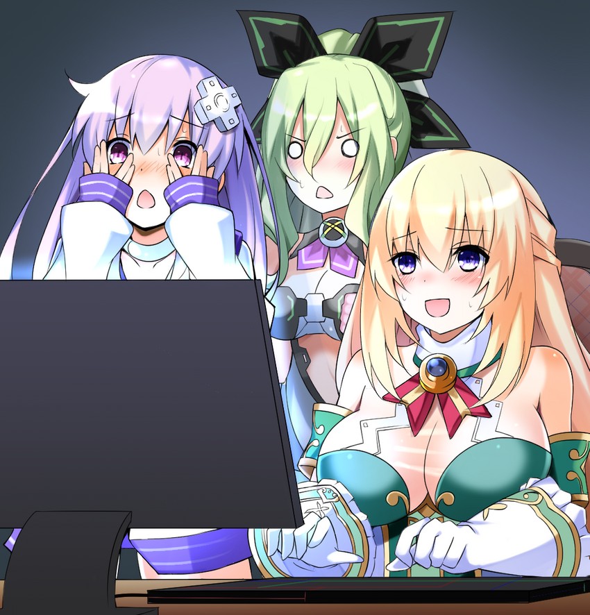 nepgear, vert, and hakozaki chika (neptune) drawn by doria_(p_f_dolia)