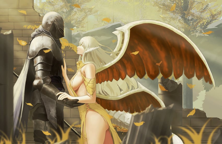 roundtable knight vyke and ancient dragon lansseax (elden ring) drawn by little_bit_(544633426)