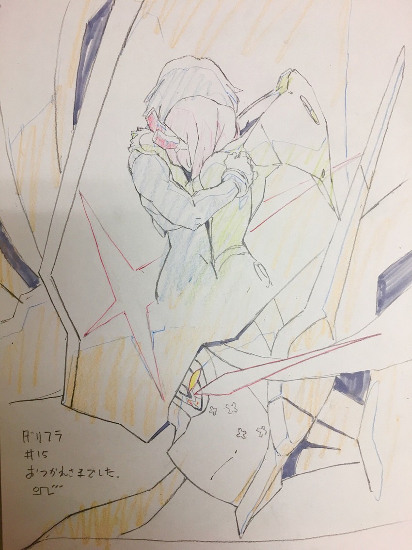 zero two, hiro, and strelizia (darling in the franxx) drawn by gojooni