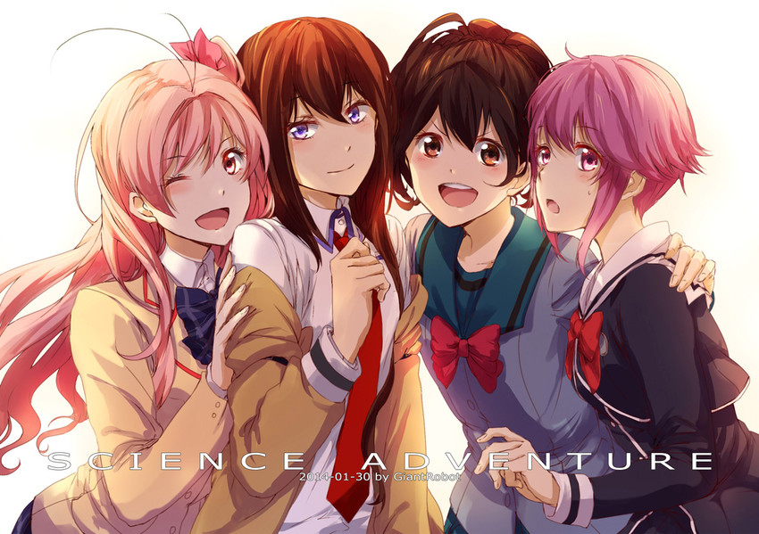 makise kurisu, sakihata rimi, senomiya akiho, and onoe serika (steins;gate and 5 more) drawn by d_midiror