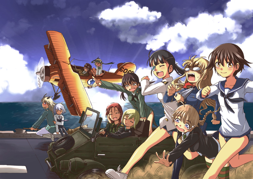sanya v. litvyak, eila ilmatar juutilainen, miyafuji yoshika, erica hartmann, gertrud barkhorn, and 6 more (world witches series and 1 more) drawn by zatou_(kirsakizato)
