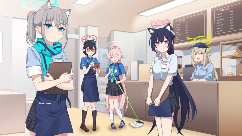 shiroko, hoshino, nonomi, serika, and ayane (blue archive) drawn by police_riot_(artist)