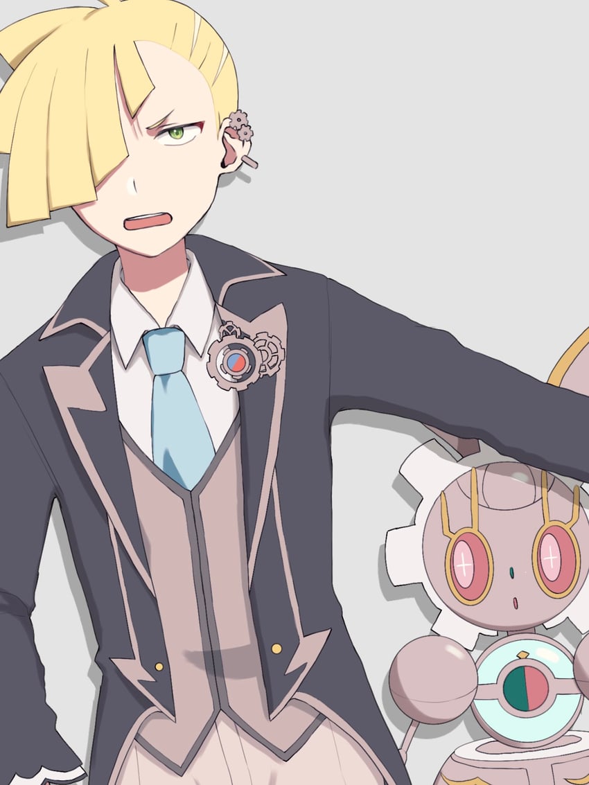 gladion and magearna (pokemon and 1 more) drawn by ruko_mocha