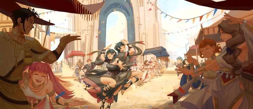 female byleth, dimitri alexandre blaiddyd, hilda valentine goneril, male byleth, lysithea von ordelia, and 11 more (fire emblem and 1 more) drawn by hanromi