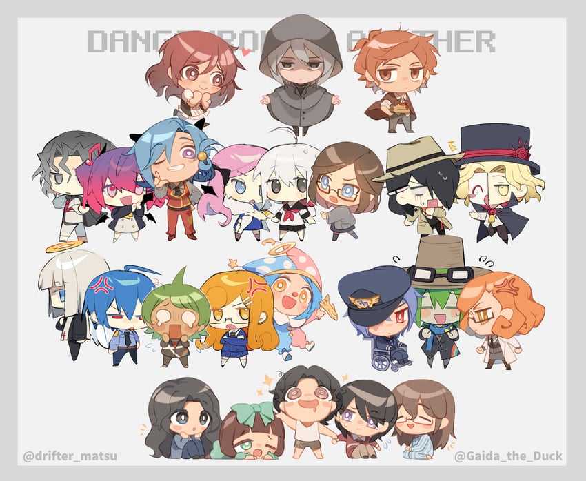 kinjou tsurugi, yomiuri nikei, sora, otori teruya, otonokoji kanade, and 9 more (danganronpa and 3 more) drawn by gaida and hrdrifter