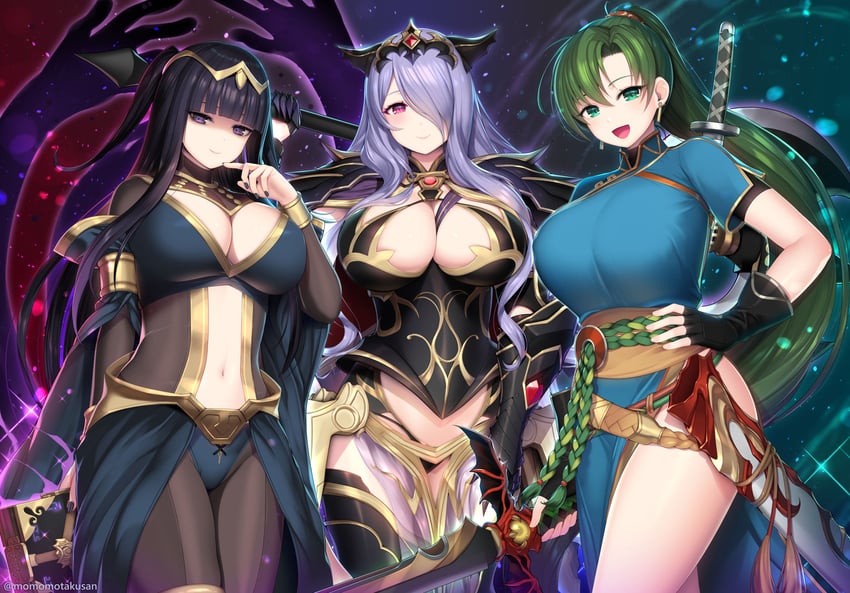 lyn, camilla, and tharja (fire emblem and 4 more) drawn by kashiwamochi_yomogi